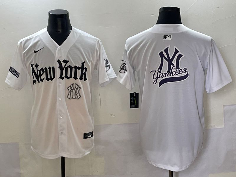 Men 2025 New York Yankees Blank White Five generations Joint Name Nike MLB Jersey style 69->new york yankees->MLB Jersey